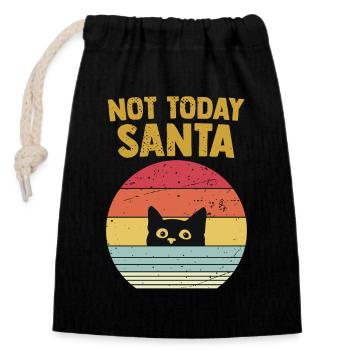 C'est Pas Aujourd'hui Noël Cadeau Humour Chat - Sac cadeau en coton avec cordon (14 x 20 cm) - noir - Devant