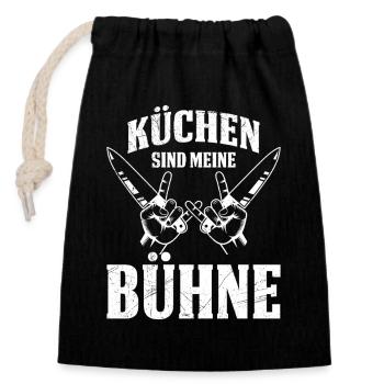 Küchenchef KÜCHEN SIND MEINE BÜHNE Lustiges - Verschließbarer Geschenkbeutel aus Baumwolle (14x20cm) - Schwarz - Vorne