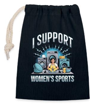 Je soutiens le bootleg inportable du sport féminin - Sac cadeau en coton avec cordon (14 x 20 cm) - bleu marine - Devant