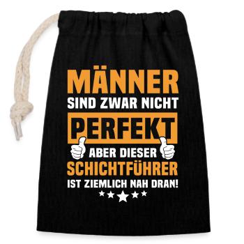 Funny Shift Leader Sayings - Closable cotton gift bag (14x20cm) - black - Front