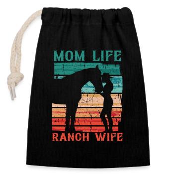 Wife of a farmer Mother - Closable cotton gift bag (14x20cm) - black - Front