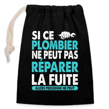 Idée Cadeau Métier Plombier Phrase Marrante - Sac cadeau en coton avec cordon (14 x 20 cm) - noir - Devant