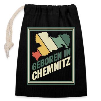 Geboren in Chemnitz Vintage Signet - Verschließbarer Geschenkbeutel aus Baumwolle (14x20cm) - Schwarz - Vorne