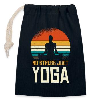 No Stress Just Yoga Retro Silhouette - Closable cotton gift bag (14x20cm) - navy - Front