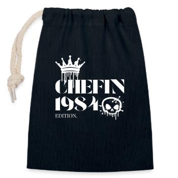Chefin Edition 1984 – Powerfrau 41 Jahre - Verschließbarer Geschenkbeutel aus Baumwolle (14x20cm) - Navy - Vorne