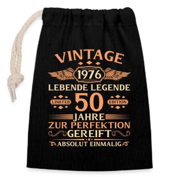 50e anniversaire Année 1976 - Sac cadeau en coton avec cordon (14 x 20 cm) - noir - Devant
