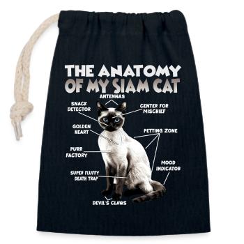 Siamkatzen T | Siamkatze Katzen Siam Katzen - Verschließbarer Geschenkbeutel aus Baumwolle (14x20cm) - Navy - Vorne