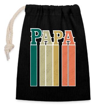 Papa - Verschließbarer Geschenkbeutel aus Baumwolle (14x20cm) - Schwarz - Vorne
