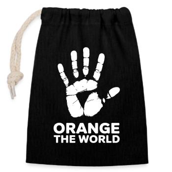 Orange : Le Monde - Sac cadeau en coton avec cordon (14 x 20 cm) - noir - Devant