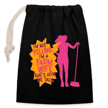 Wife of a farmer Mother - Closable cotton gift bag (14x20cm) - black - Front