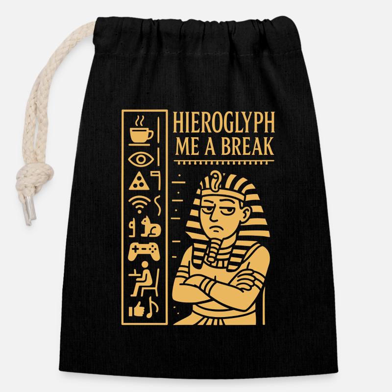 Pharaoh Archaeology in Ancient Egypt - Closable cotton gift bag (14x20cm) - black