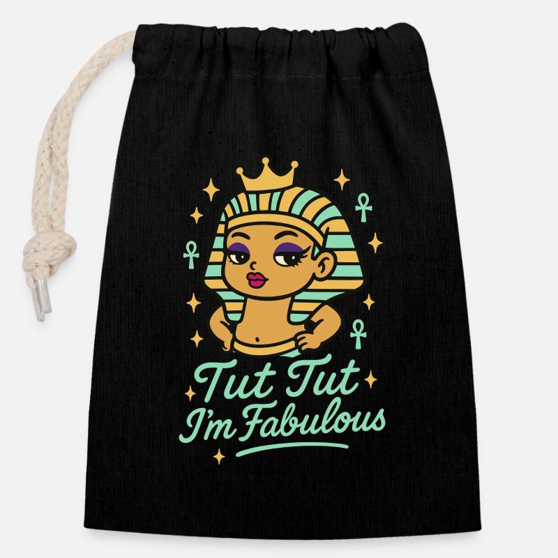 Pharaoh Archaeology in Ancient Egypt - Closable cotton gift bag (14x20cm) - black