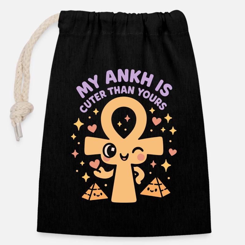 Pharaoh Archaeology in Ancient Egypt - Closable cotton gift bag (14x20cm) - black
