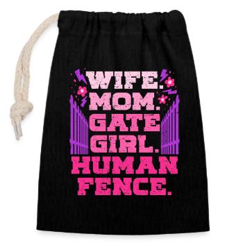 Wife of a farmer Mother - Closable cotton gift bag (14x20cm) - black - Front