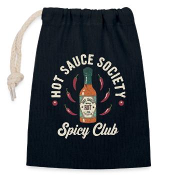 Société de la Sauce Piquante – Club Épicé - Sac cadeau en coton avec cordon (14 x 20 cm) - bleu marine - Devant