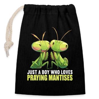 Mantes religieuses Mantes religieuses - Sac cadeau en coton avec cordon (14 x 20 cm) - noir - Devant
