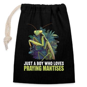 Mantes religieuses Mantes religieuses - Sac cadeau en coton avec cordon (14 x 20 cm) - noir - Devant