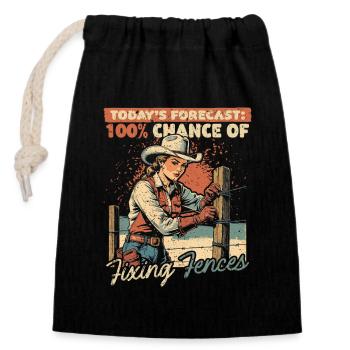 Farmer's Wife Mother Fixing Fences - Closable cotton gift bag (14x20cm) - black - Front