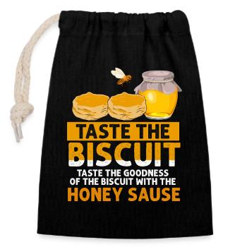 Taste the Biscuit with Honey Sauce - Closable cotton gift bag (14x20cm) - black - Front