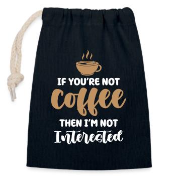 Café ou pas d’intérêt - Sac cadeau en coton avec cordon (14 x 20 cm) - bleu marine - Devant