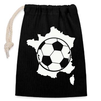 Carte de football français - Sac cadeau en coton avec cordon (14 x 20 cm) - noir - Devant