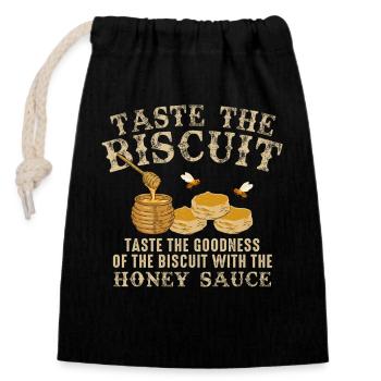 Goûtez le biscuit : Filet de miel - Sac cadeau en coton avec cordon (14 x 20 cm) - noir - Devant