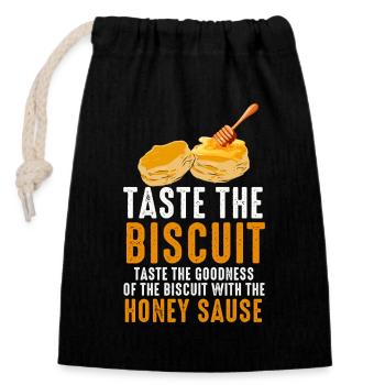 Taste the Biscuit with Honey Sauce - Closable cotton gift bag (14x20cm) - black - Front