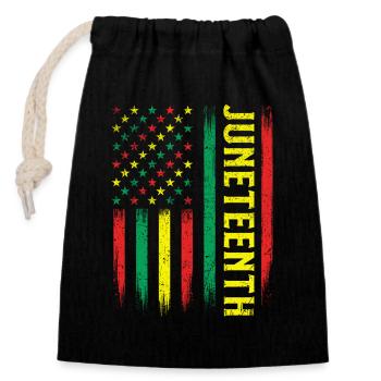 Juneteenth – African Roots Melanin Pride - Closable cotton gift bag (14x20cm) - black - Front