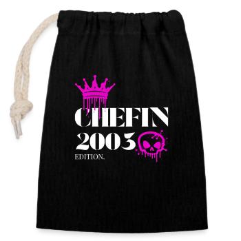 Édition Chefin 2003 22e anniversaire Diction - Sac cadeau en coton avec cordon (14 x 20 cm) - noir - Devant