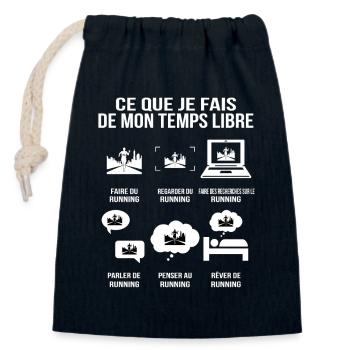 What I Do In My Free Time Running Humor - Closable cotton gift bag (14x20cm) - navy - Front