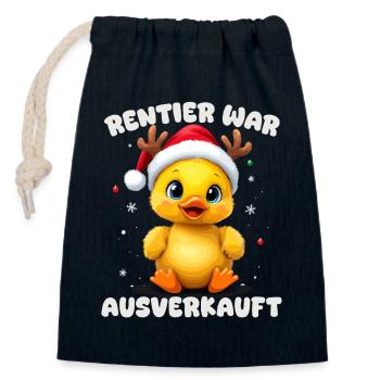 Reindeer was sold out, duck Christmas - Closable cotton gift bag (14x20cm) - navy - Front