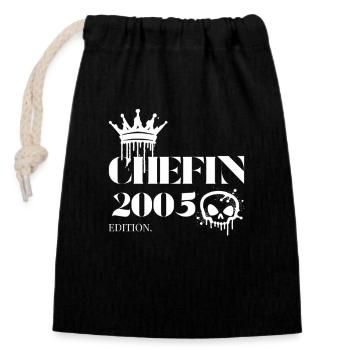Édition Chefin 2005 Design Vintage - Sac cadeau en coton avec cordon (14 x 20 cm) - noir - Devant
