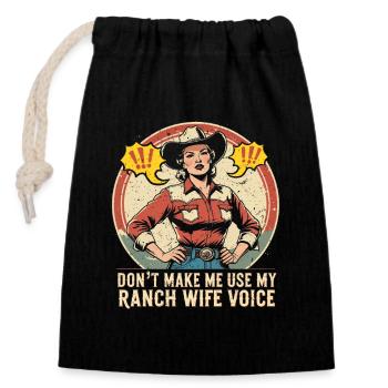 Wife of a farmer Mother - Closable cotton gift bag (14x20cm) - black - Front