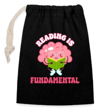 Reading is Fundamental Brain - Closable cotton gift bag (14x20cm) - black - Front