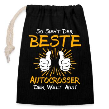 Idée de cadeau pour Autocrosser - Sac cadeau en coton avec cordon (14 x 20 cm) - noir - Devant