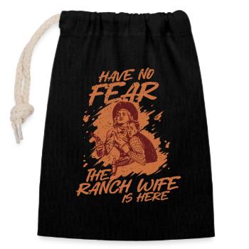 Wife of a farmer Mother - Closable cotton gift bag (14x20cm) - black - Front