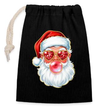 Joli Chewing-Gum Père Noël - Sac cadeau en coton avec cordon (14 x 20 cm) - noir - Devant