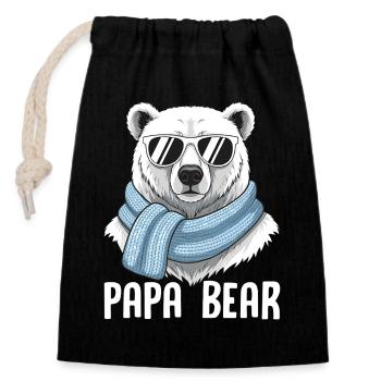 Papa Bear - Verschließbarer Geschenkbeutel aus Baumwolle (14x20cm) - Schwarz - Vorne