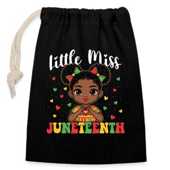 Little Miss Juneteenth – Black Girl Pride - Closable cotton gift bag (14x20cm) - black - Front
