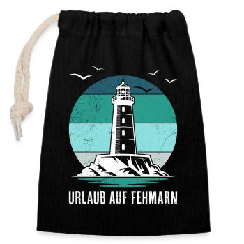 Ostsee URLAUB AUF FEHMARN Lustiges - Verschließbarer Geschenkbeutel aus Baumwolle (14x20cm) - Schwarz - Vorne