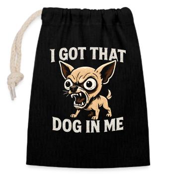 Chihuahua dit de l’humour Une idée de cadeau drôle - Sac cadeau en coton avec cordon (14 x 20 cm) - noir - Devant