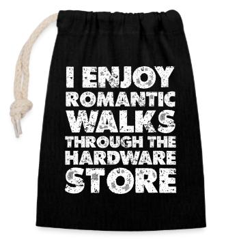 Promenades romantiques dans la quincaillerie - Sac cadeau en coton avec cordon (14 x 20 cm) - noir - Devant