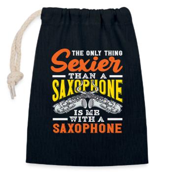 Saxophoniste humoristique adulte - Sac cadeau en coton avec cordon (14 x 20 cm) - bleu marine - Devant