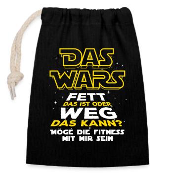 Fat off! Sports & Fitness | New Year's resolutions 2026 - Closable cotton gift bag (14x20cm) - black - Front