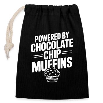 Alimenté par des muffins aux pépites de chocolat - Sac cadeau en coton avec cordon (14 x 20 cm) - noir - Devant