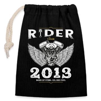 Rider depuis 2013 - Élevé avec de l’essence et des rêves - Sac cadeau en coton avec cordon (14 x 20 cm) - noir - Devant