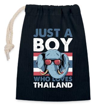 Elefant liebt Thailand TShirt - Verschließbarer Geschenkbeutel aus Baumwolle (14x20cm) - Navy - Vorne