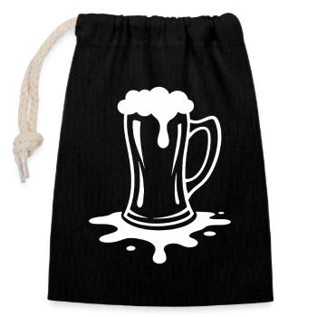 Überlaufender Bierkrug Schaum Party - Verschließbarer Geschenkbeutel aus Baumwolle (14x20cm) - Schwarz - Vorne