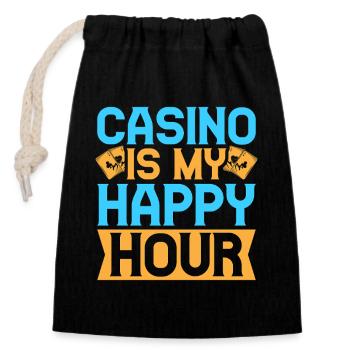 Gambling Fan Casino est mon happy hour casino - Sac cadeau en coton avec cordon (14 x 20 cm) - noir - Devant