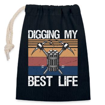 Digging My Best Life Gem Mining Miner - Closable cotton gift bag (14x20cm) - navy - Front